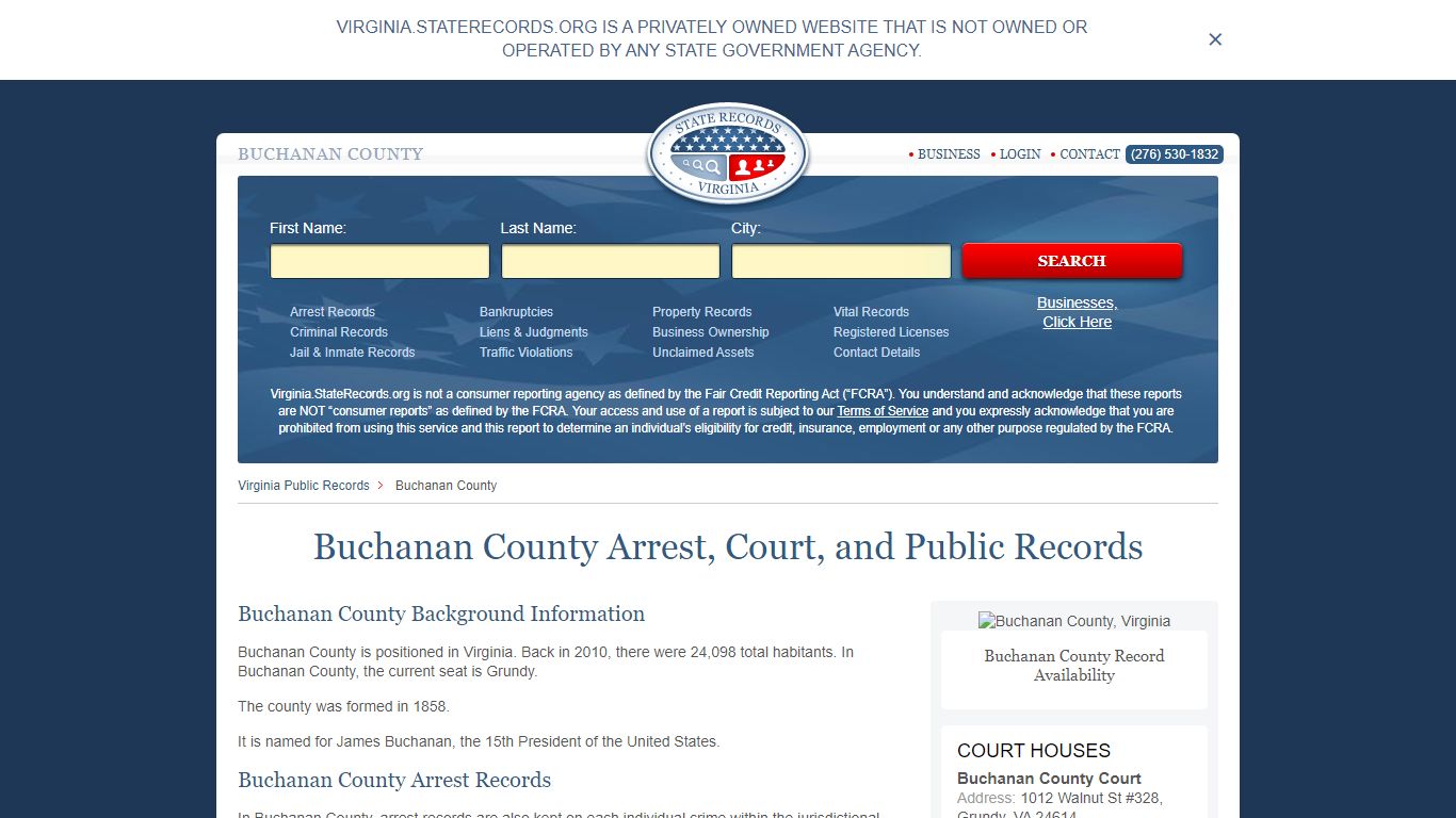 Buchanan County Arrest, Court, and Public Records